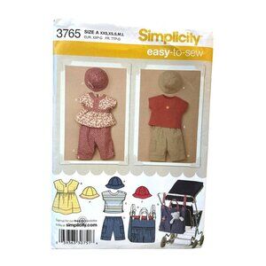 Simplicity Sewing Pattern 3765 Dress Top Pants Hat Stroller Bag Size XXS-L